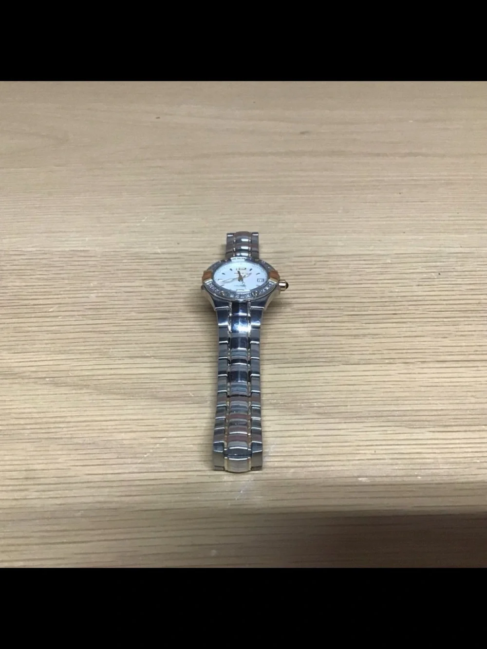 Seiko Coutura Ladies Watch 7N82-0CG0 Mother of Pearl Diamond Bezel Two-Tone
